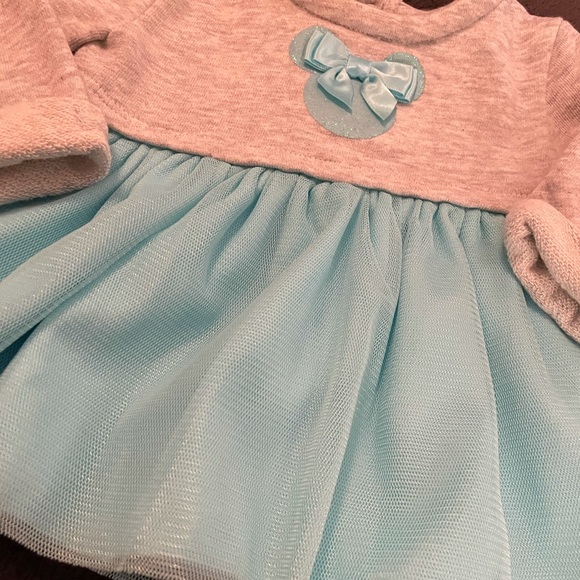 Minnie Mouse fleece and tulle dress-Teal and dray pull on-Super cute!-Size 3 mo - Picture 3 of 8